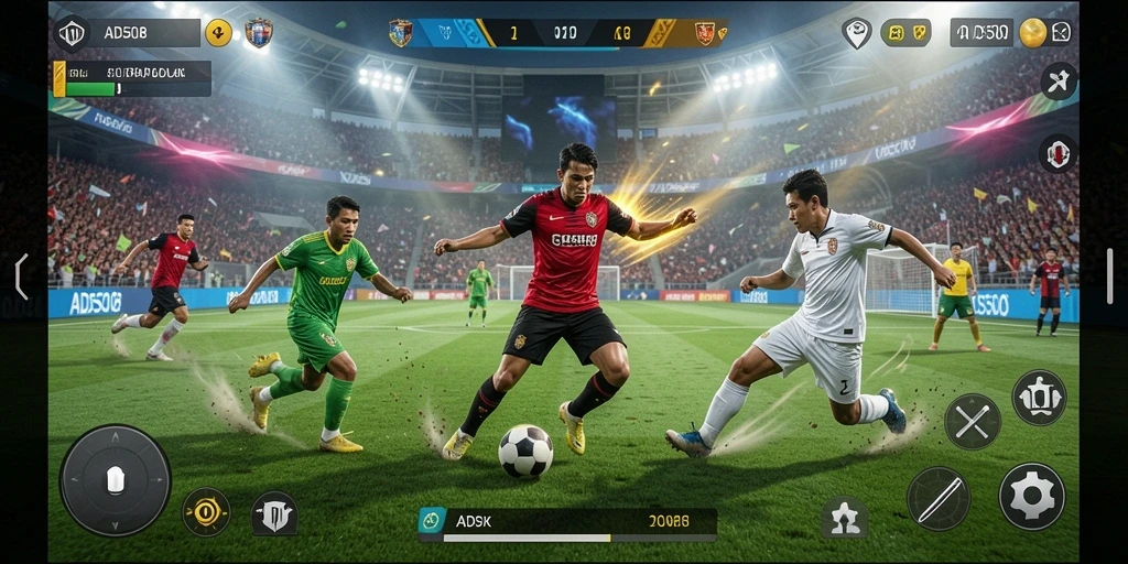 Tampilan gameplay seru dalam game sepak bola ADS508.