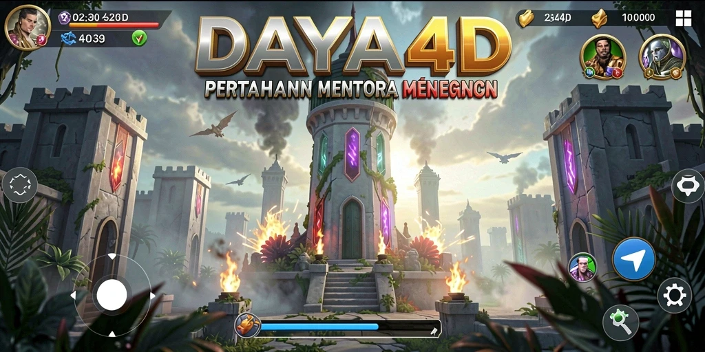 Tangkapan layar utama gameplay Tower Defense DAYA4D.