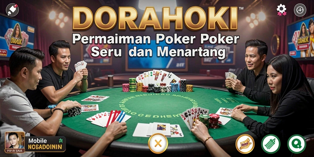 Screenshot utama DORAHOKI menampilkan keseruan bermain poker.