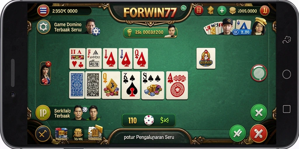 Tampilan gameplay seru dalam permainan Domino FORWIN77.