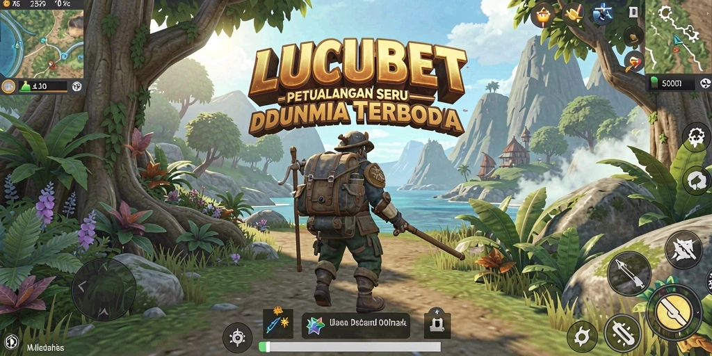Screenshot gameplay LUCUBET yang menampilkan eksplorasi dunia terbuka.