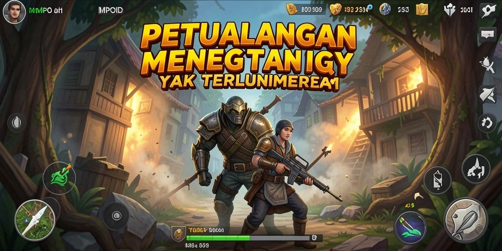 Screenshot MPOID menampilkan karakter utama menjelajahi hutan yang rimbun.