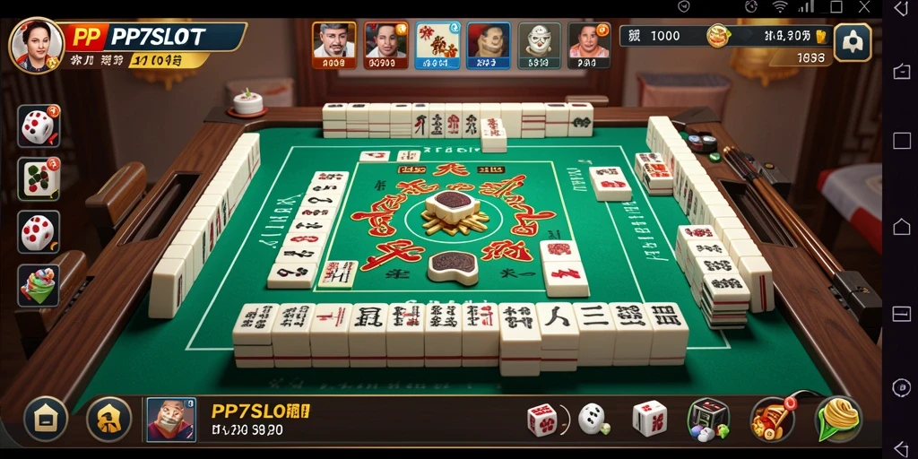 Screenshot gameplay PP7SLOT yang menampilkan tindakan Mahjong yang seru.