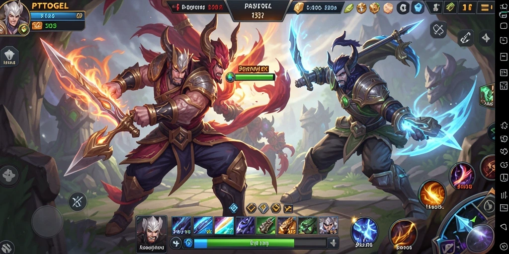 Tangkapan layar gameplay PTTOGEL yang menunjukkan pertarungan seru antar karakter.