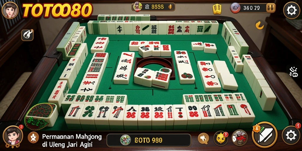 Screenshot gameplay TOTO80 menampilkan antarmuka yang menarik dan tantangan Mahjong.